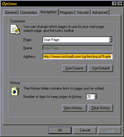 MS Explorer settings